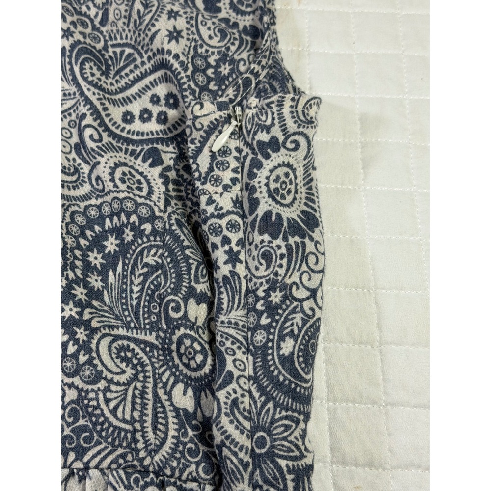 Doe & Rae Blue White Paisley Lace Trim Mini Dress Lace Up Back S# 3012D Womens M - Picture 8 of 8